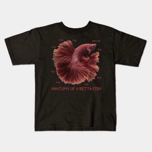 Anatomy of a Betta Fish, Funny Labels Kids T-Shirt by CentipedeWorks